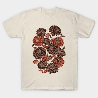 Zinnia Flower Pattern T-Shirt